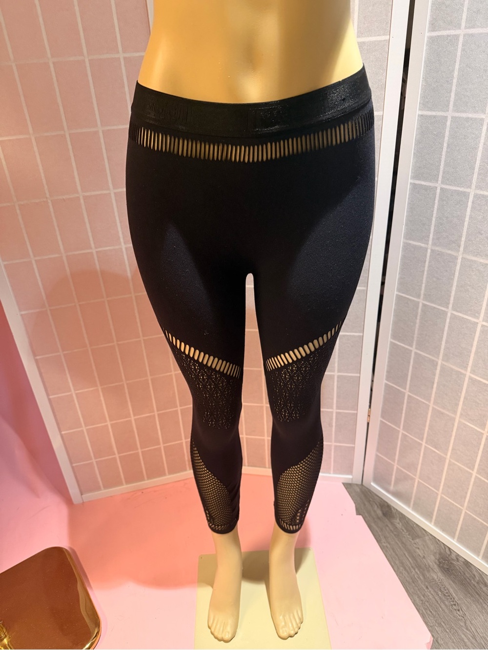 Wolford Black Sheer Lace Leggings Size Small